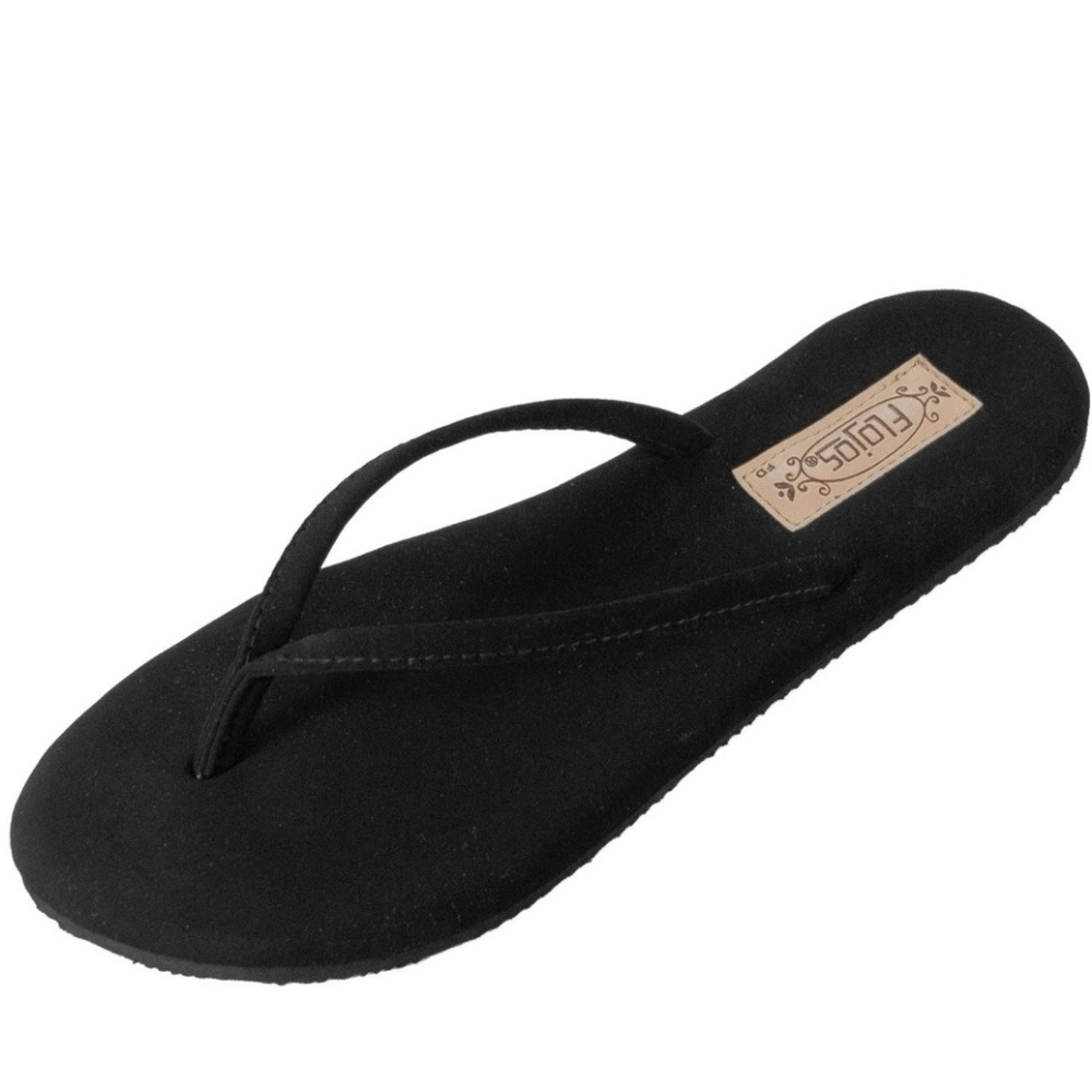 Flojos Ladies Fiesta Black Velour Flip Flops sz 6